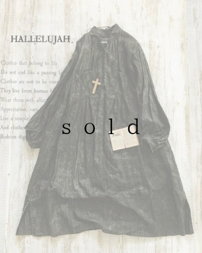 画像1: HALLELUJAH／1890's Bourgeron　1890年代　羊飼いシャツワンピース・墨染dark　charcoal