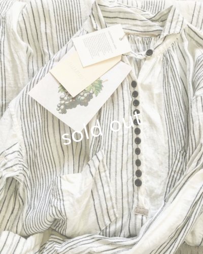 画像5: HALLELUJAH/1890's Bourgeron 1890年代 羊飼いシャツワンピース・off white stripe