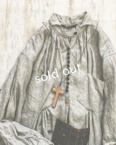 画像4: HALLELUJAH/1890's Bourgeron 1890年代 羊飼いシャツワンピース・墨染light charcoal