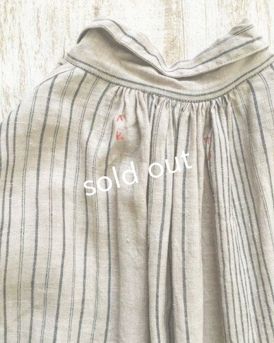 画像7: HALLELUJAH／1890's Bourgeron　1890年代　羊飼いシャツワンピース・grey stripe