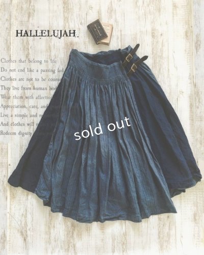 画像1: HALLELUJAH／Kilt Stripe キルトスカート・indigo navy