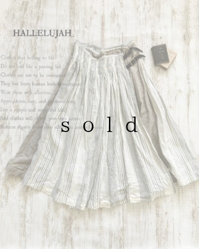 画像1: HALLELUJAH／Kilt Stripe キルトスカート・off white/flax