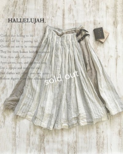 画像1: HALLELUJAH／Kilt Stripe キルトスカート・off white/flax