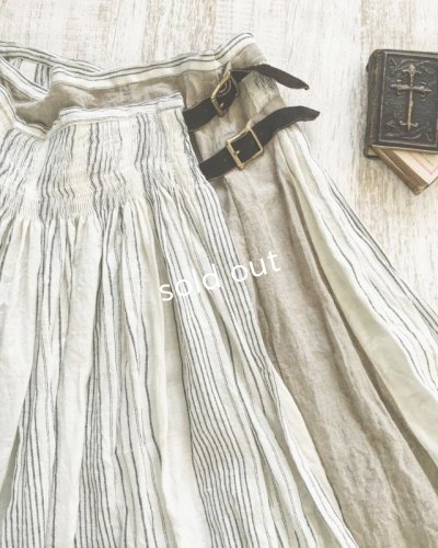 画像2: HALLELUJAH／Kilt Stripe キルトスカート・off white/flax