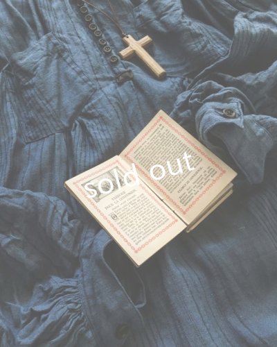 画像3: HALLELUJAH/1890's Bourgeron 1890年代 羊飼いシャツワンピース・navy stripe