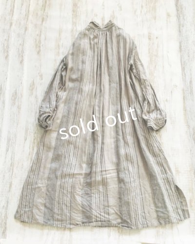 画像6: HALLELUJAH／1890's Bourgeron　1890年代　羊飼いシャツワンピース・grey stripe