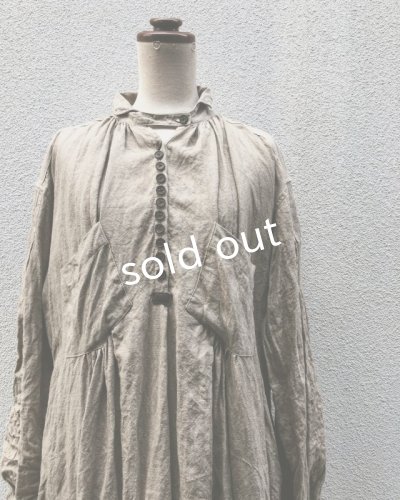 画像10: HALLELUJAH/1890's Bourgeron 1890年代 羊飼いシャツワンピース・flax
