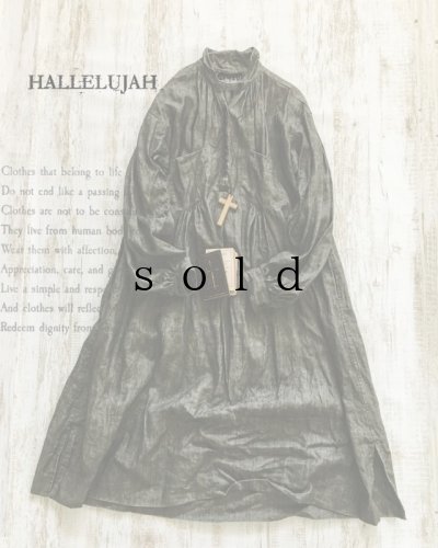 画像1: HALLELUJAH／1890's Bourgeron　1890年代　羊飼いシャツワンピース・墨染charcoal