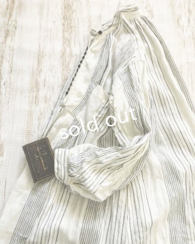 画像6: HALLELUJAH/1890's Bourgeron 1890年代 羊飼いシャツワンピース・off white stripe