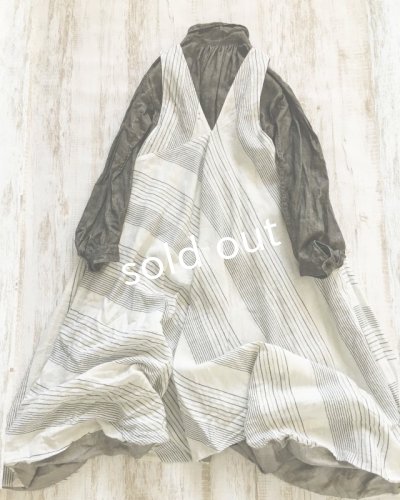 画像7: HALLELUJAH/Robe de femme de chambre no.4 小間使いローブ・off white stripe