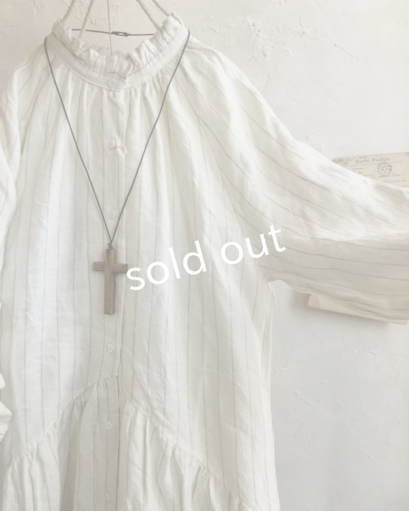 画像9: MARCHE' DE SOEUR／アンのフリル襟ワンピースfrom armoire・オフストライプ (9)