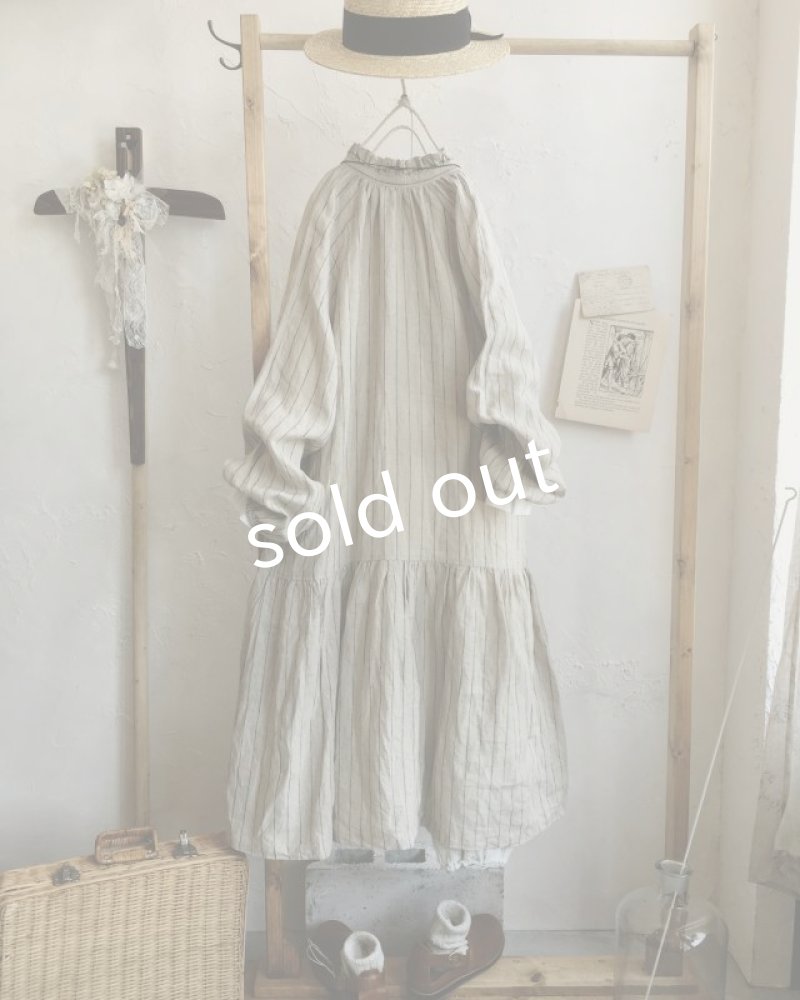 画像6: MARCHE' DE SOEUR／アンのフリル襟ワンピースfrom armoire・生成りストライプ (6)