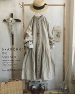 画像1: MARCHE' DE SOEUR／アンのフリル襟ワンピースfrom armoire・生成りストライプ (1)