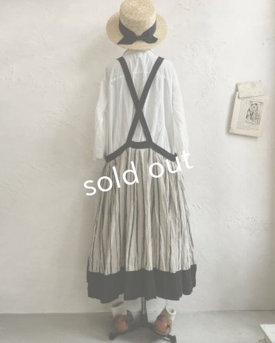 画像6: MARCHE' DE SOEUR／ストライプエプロンワンピース・黒＆ストライプ