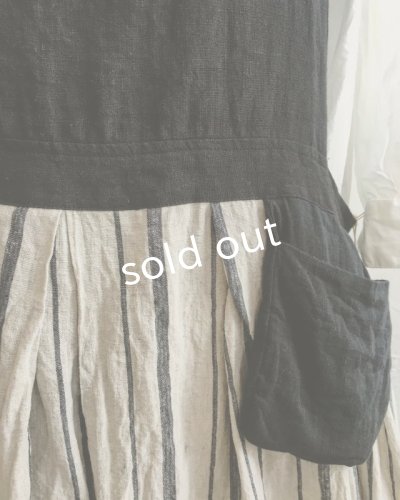 画像4: MARCHE' DE SOEUR／ストライプエプロンワンピース・黒＆ストライプ