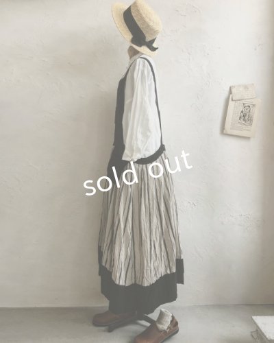 画像5: MARCHE' DE SOEUR／ストライプエプロンワンピース・黒＆ストライプ