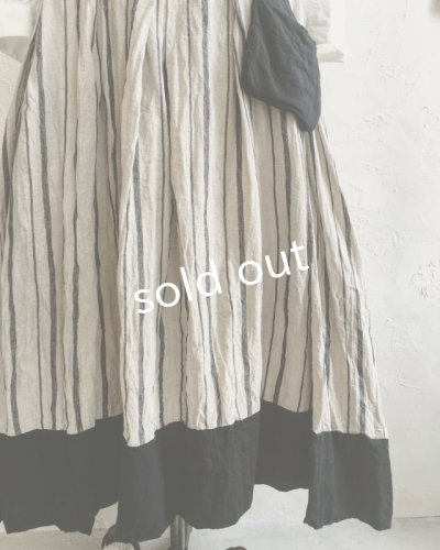 画像3: MARCHE' DE SOEUR／ストライプエプロンワンピース・黒＆ストライプ