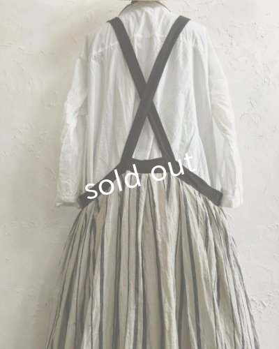 画像7: MARCHE' DE SOEUR／ストライプエプロンワンピース・黒＆ストライプ