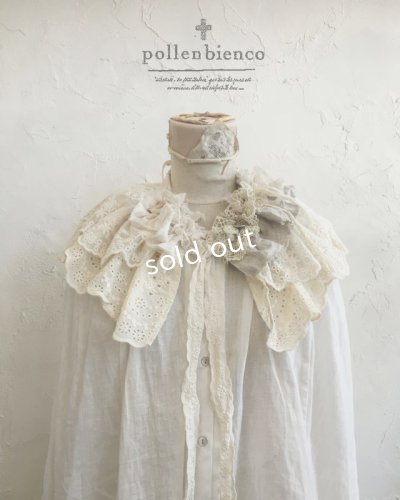 画像1: pollenbienco／アンティーク＆コットンレースのティペット
