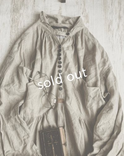 画像4: HALLELUJAH/1890's Bourgeron 1890年代 羊飼いシャツワンピース・flax