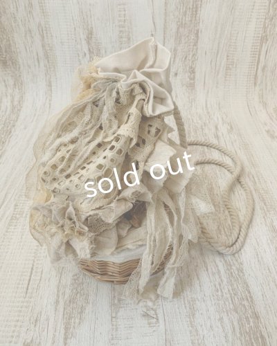 画像9: pollenbienco/アンティークレースの巾着かごリュック