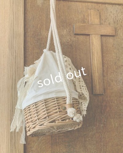 画像5: pollenbienco/アンティークレースの巾着かごリュック