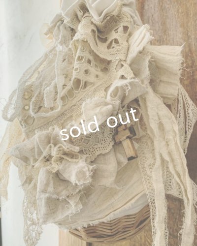 画像7: pollenbienco/アンティークレースの巾着かごリュック