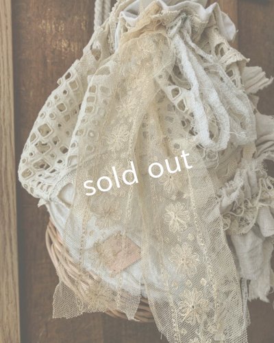 画像6: pollenbienco/アンティークレースの巾着かごリュック