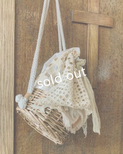 画像4: pollenbienco/アンティークレースの巾着かごリュック