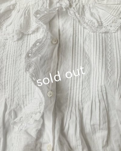 画像5: 1900'アンティークコットンレースブラウス・丸襟