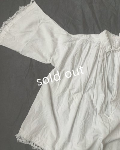 画像7: 1900'アンティークコットンレースブラウス・リボン