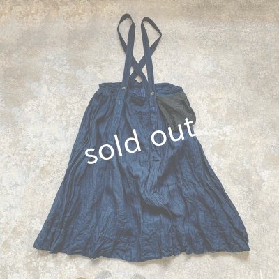画像3: MARCHE' DE SOEUR／サスペンダーポケットスカート・インディゴ×ペイズリー