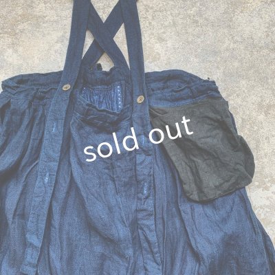 画像4: MARCHE' DE SOEUR／サスペンダーポケットスカート・インディゴ×ペイズリー