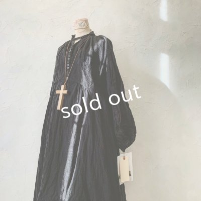 画像3: HALLELUJAH／1890's Bourgeron 羊飼いシャツワンピース・Black