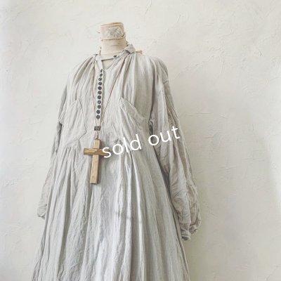 画像2: HALLELUJAH／1890's Bourgeron 羊飼いシャツワンピース・Light Gray