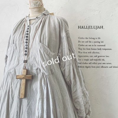 画像1: HALLELUJAH／1890's Bourgeron 羊飼いシャツワンピース・Light Gray