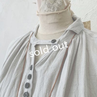 画像4: HALLELUJAH/1890's Bourgeron 羊飼いシャツワンピース・Light Gray