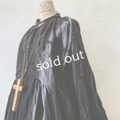 画像4: HALLELUJAH／1890's Bourgeron 羊飼いシャツワンピース・Black