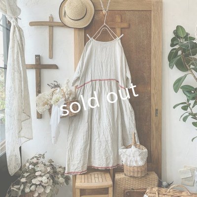 画像6: mifumi／赤耳リネンのサラワンピース・クロスステッチ