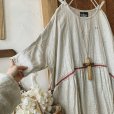 画像3: mifumi／赤耳リネンのサラワンピース・クロスステッチ