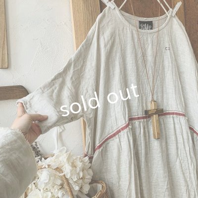 画像3: mifumi／赤耳リネンのサラワンピース・クロスステッチ