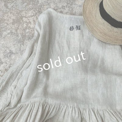 画像7: mifumi/後ろ刺繍のタックとギャザーのワンピース・青耳リネン