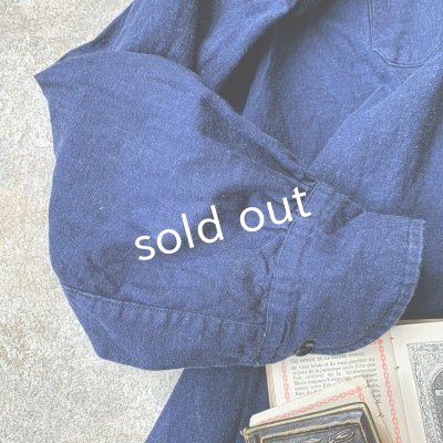 画像6: antiques/フランスヴィンテージ・インディゴグランパシャツ