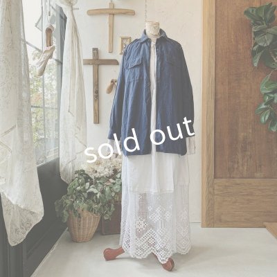 画像10: antiques/フランスヴィンテージ・インディゴグランパシャツ