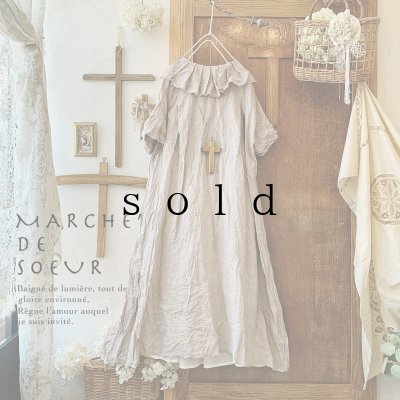 画像1: MARCHE' DE SOEUR／タック襟の半袖ワンピース・ファナージュピンク