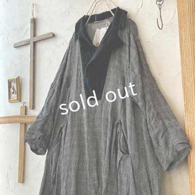 画像4: 当店限定 HALLELUJAH/Robe de Berger 1800s 襟付き羊飼いローブ・glen check