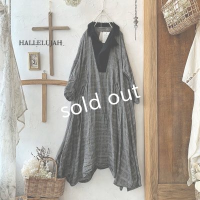 画像3: 当店限定 HALLELUJAH/Robe de Berger 1800s 襟付き羊飼いローブ・glen check