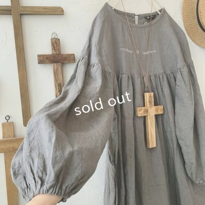 画像2: mifumi／アトリエ刺繍ポワンヨークワンピース・濃灰