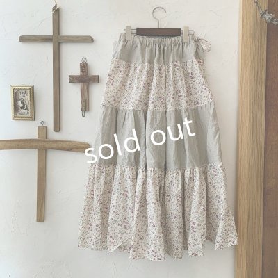 画像5: mifumi/ティアードパッチのスカート・紫小花