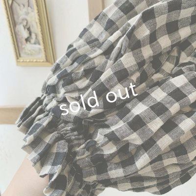 画像4: mifumi／ドロップショルダーボリュームpuffワンピース・黒×生成ギンガム